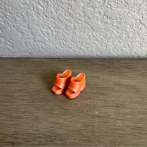 Vintage Orange Wedge Heel Mule Shoes Doll‎ Accessory Toy